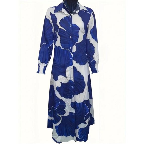 Printed Button Up Maxi Shirt Dress - Picture 3 of 5